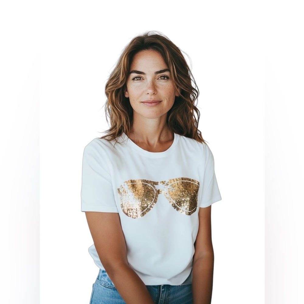 🆕 Karl Lagerfeld Paris sequined sunglasses coastal, core short sleeve shirt